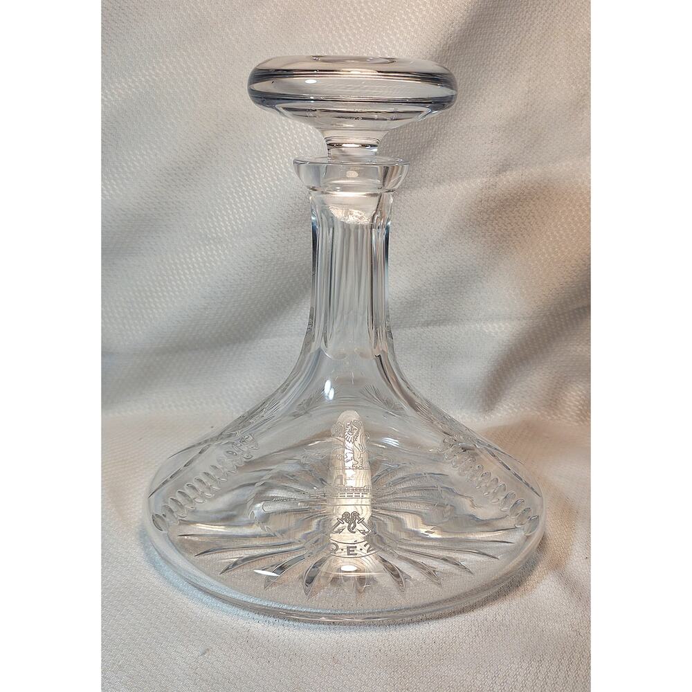 Queen Elizabeth 2 QE2 Cunard Crystal Ship Decanter Etched Logo Vintage Barware